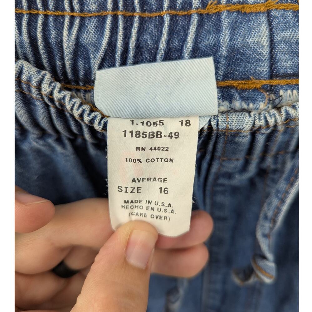 Bobbie Brooks Vintage Elastic Waist Drawstring Jeans Size 16 Blue Denim USA Made - Picture 4 of 4